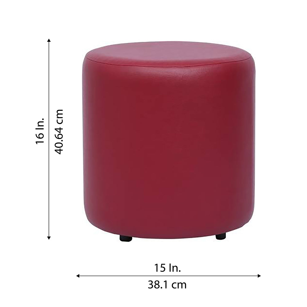 Mary Red Leather Round Ottoman