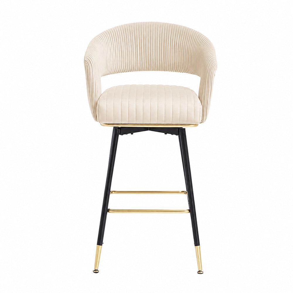 Mixoy Emerald Beige Velvet Bar Stool