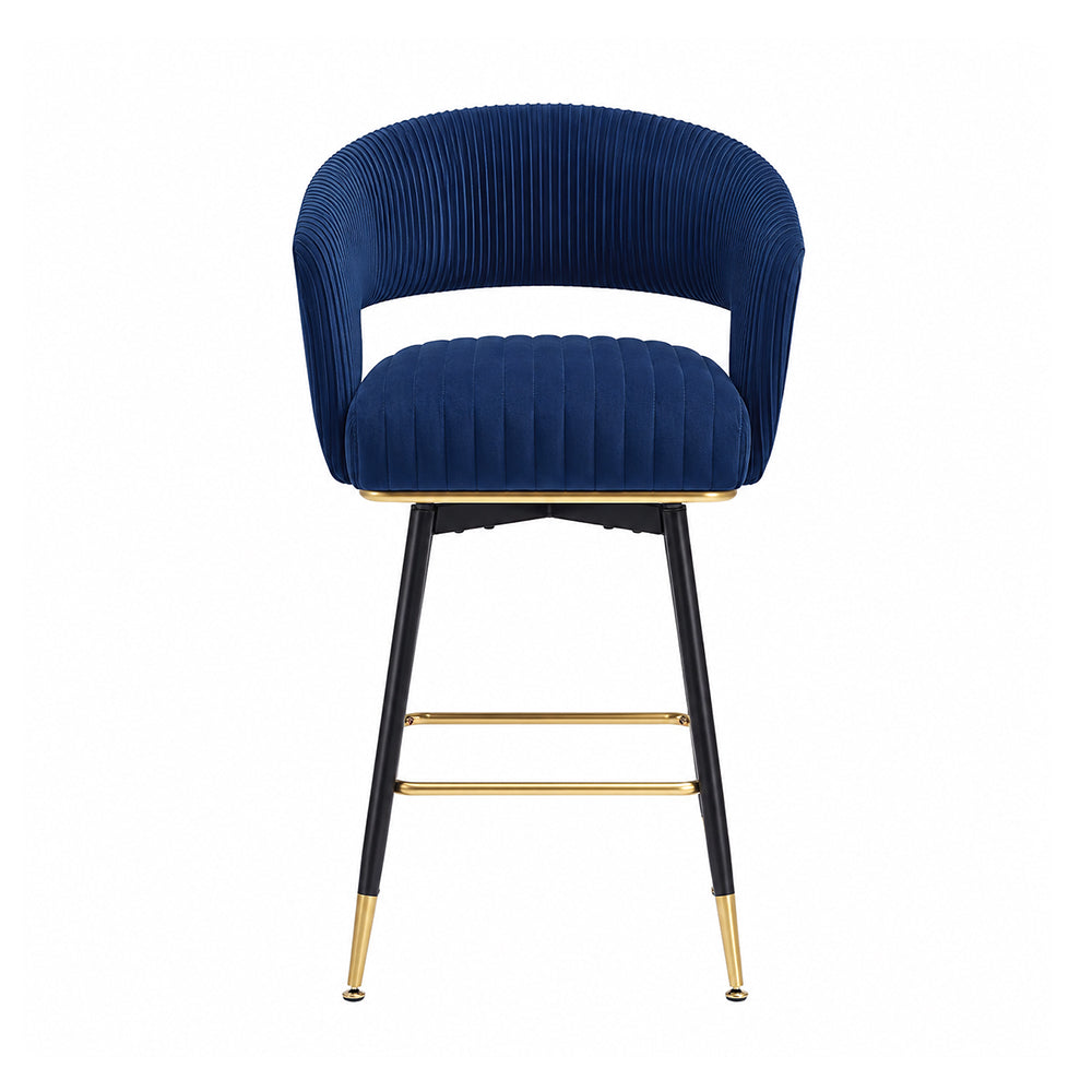 Mixoy Emerald Blue Velvet Bar Stool
