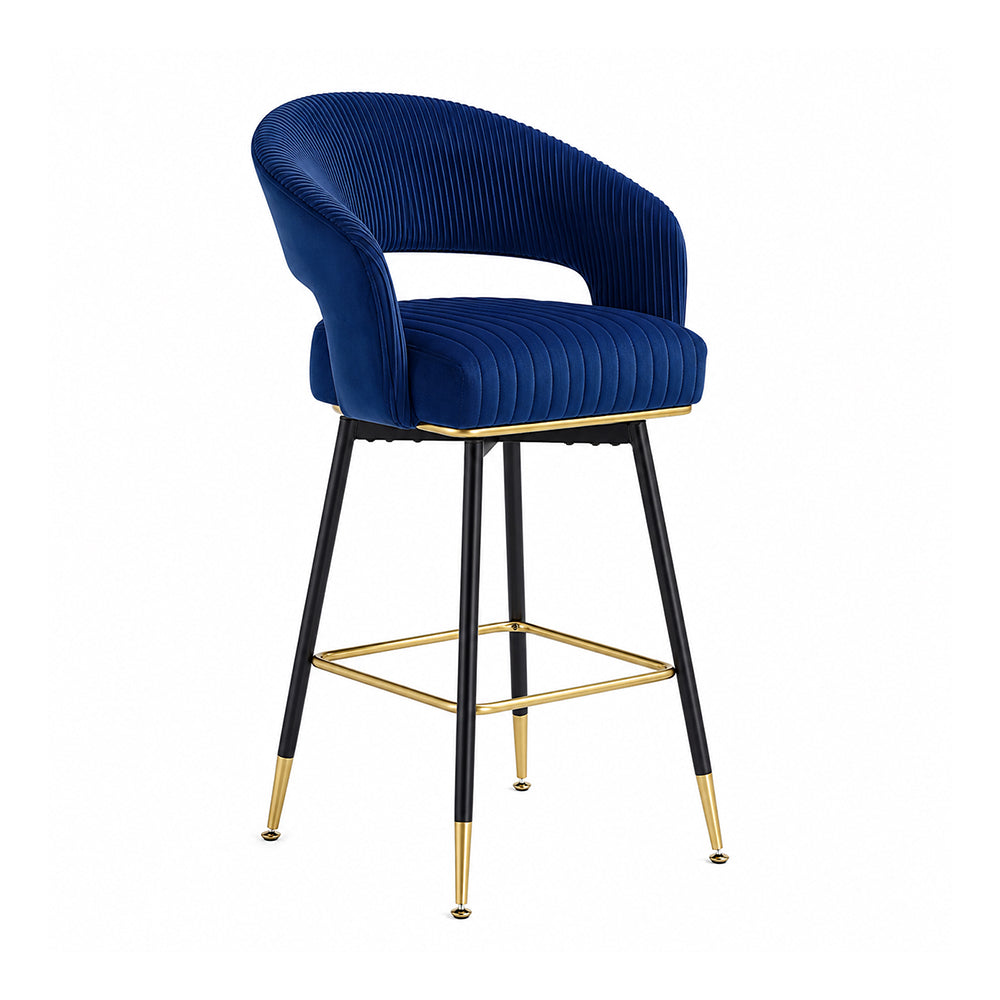 Mixoy Emerald Blue Velvet Bar Stool