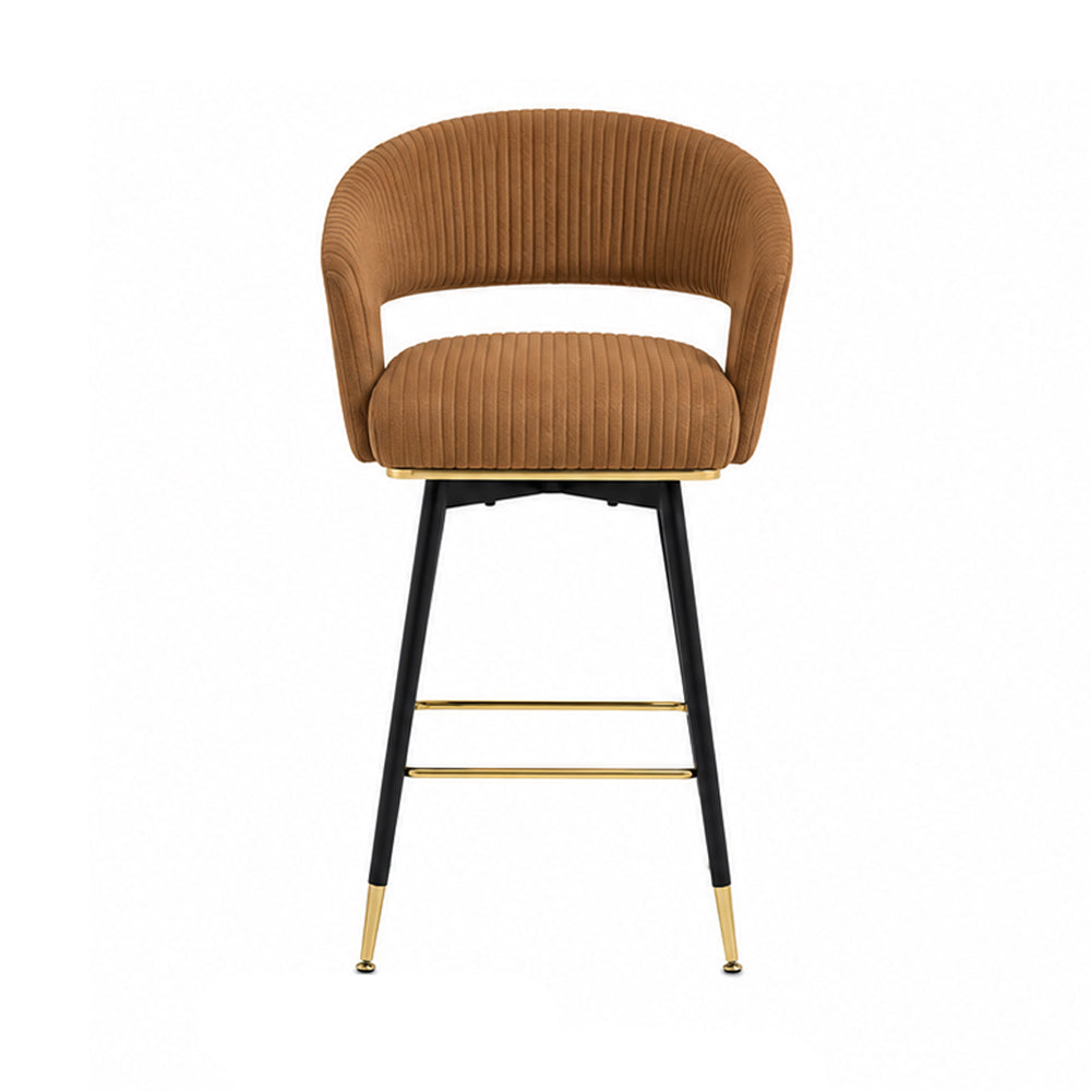 Mixoy Emerald Brown Velvet Bar Stool