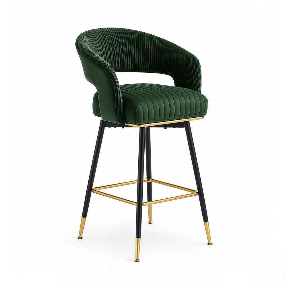 Mixoy Emerald Green Velvet Bar Stool