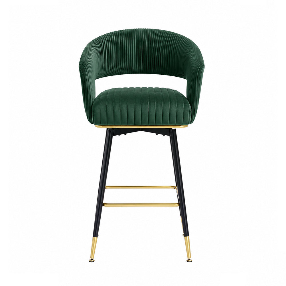 Mixoy Emerald Green Velvet Bar Stool