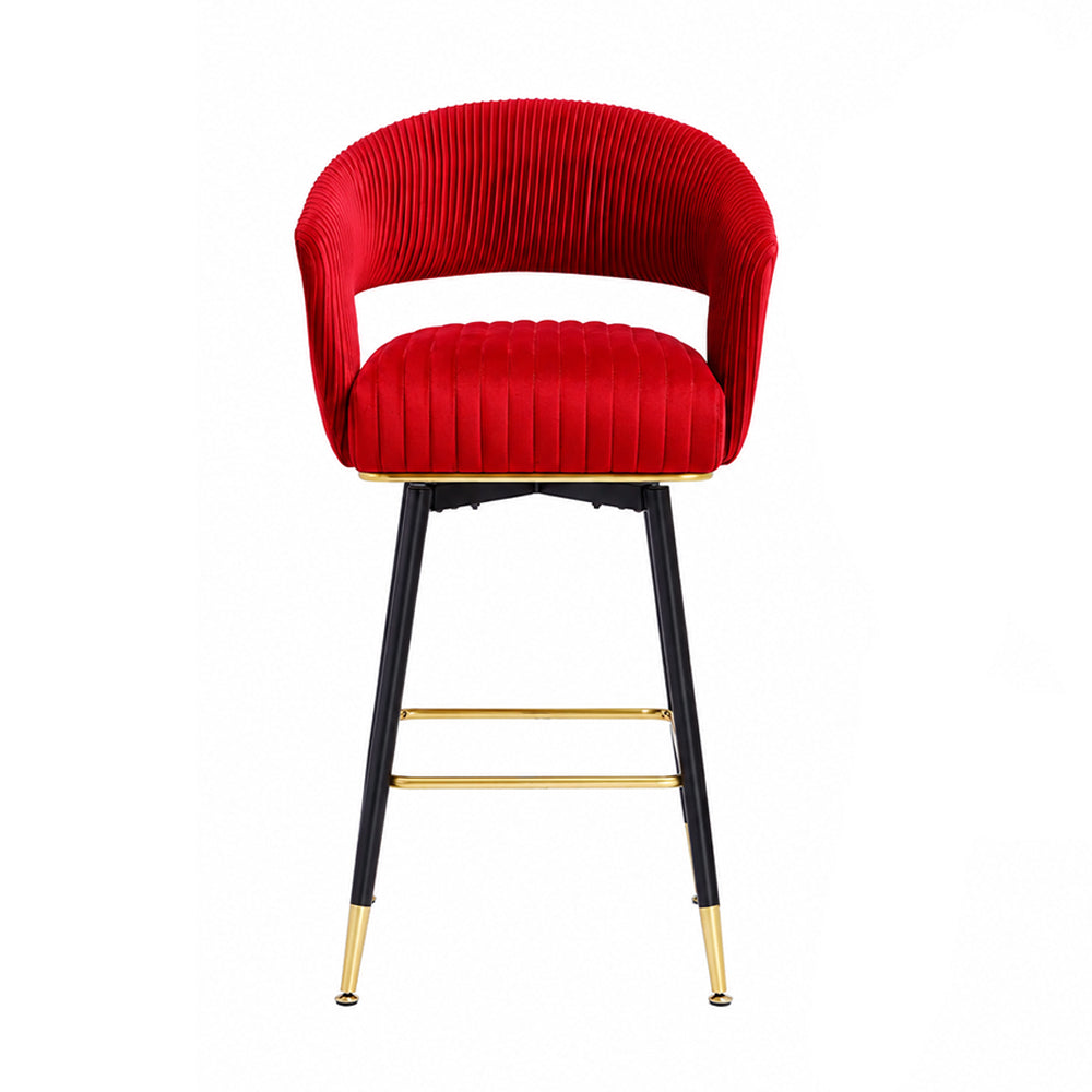 Mixoy Emerald Red Velvet Bar Stool