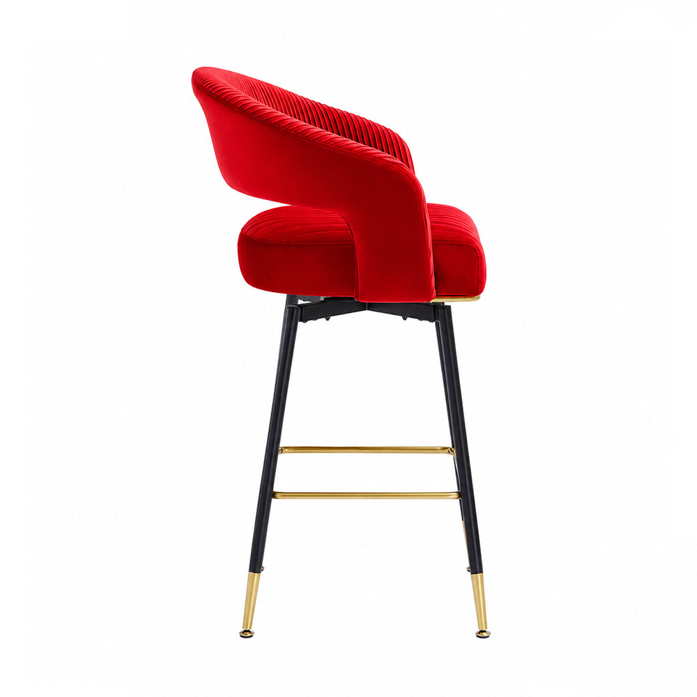 Mixoy Emerald Red Velvet Bar Stool