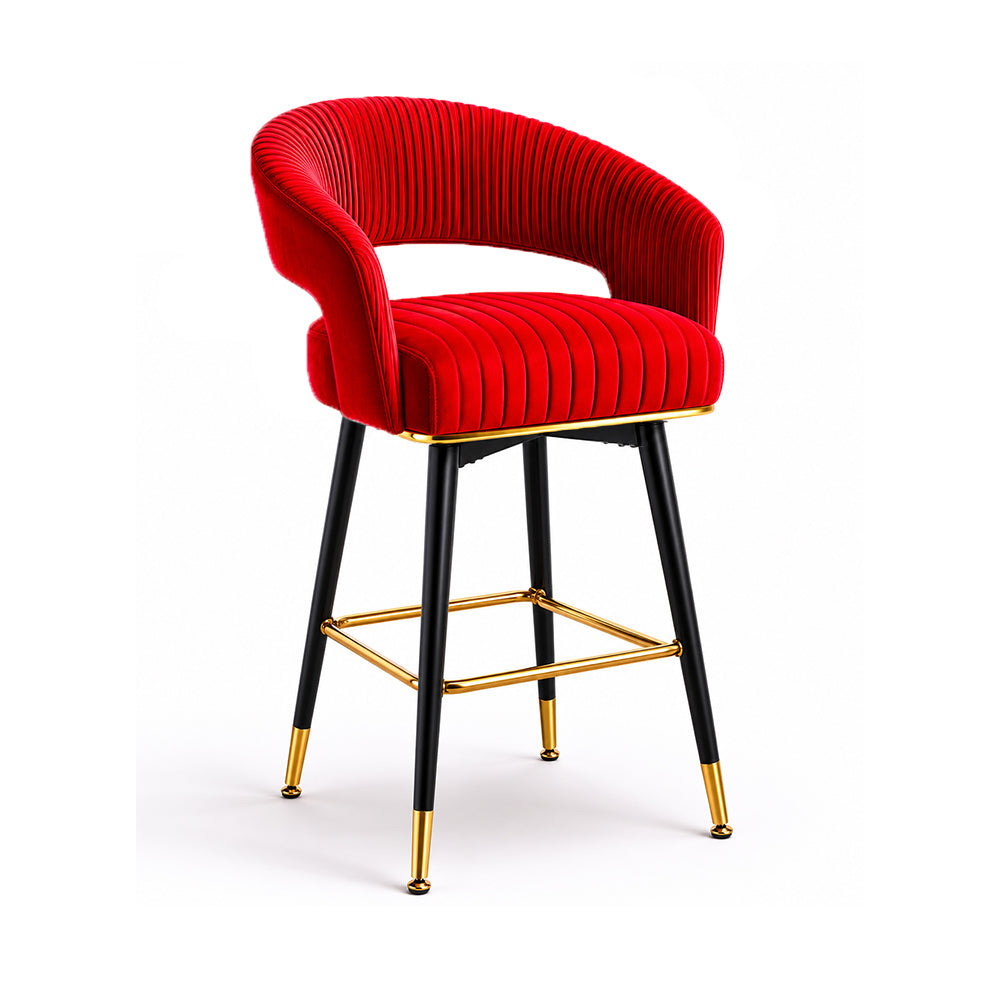 Mixoy Emerald Red Velvet Bar Stool