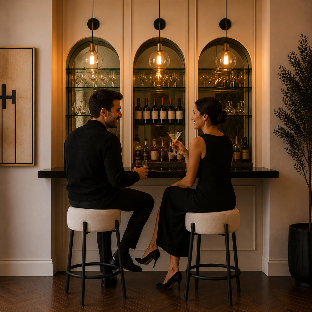 Modern Beige Upholstered Bar Stool
