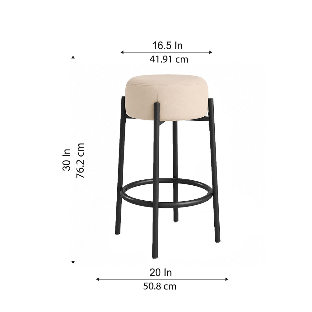 Modern Beige Upholstered Bar Stool