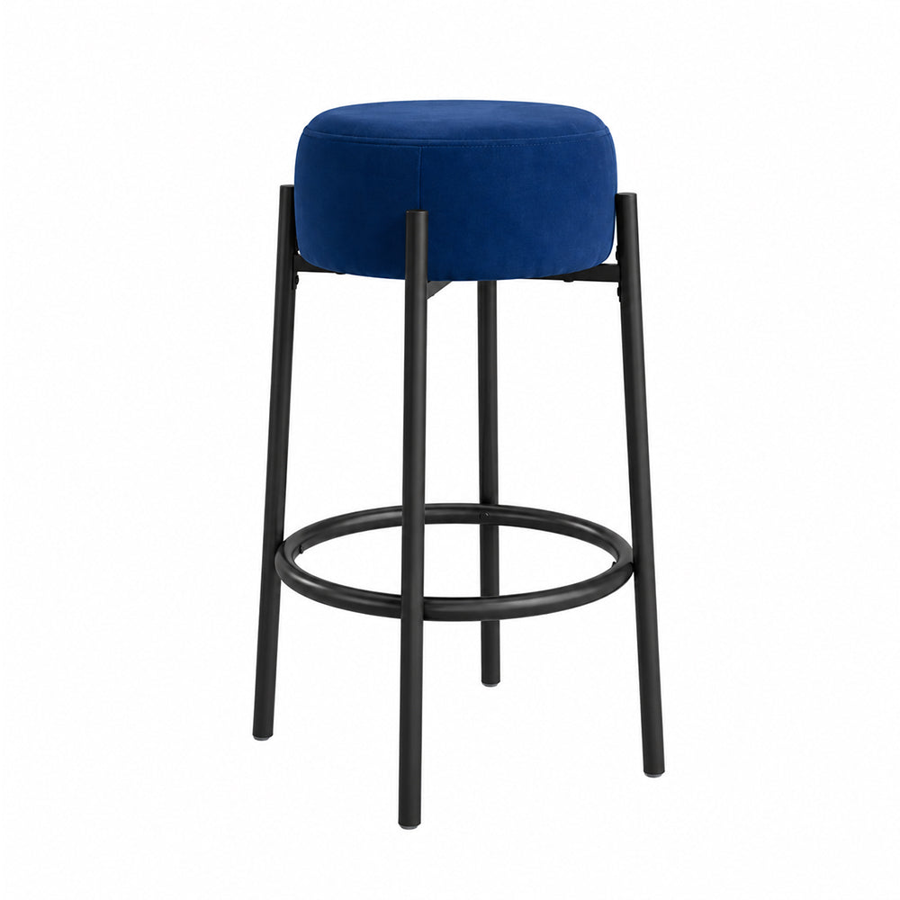 Modern Blue Upholstered Bar Stool