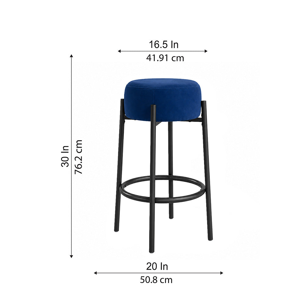 Modern Blue Upholstered Bar Stool