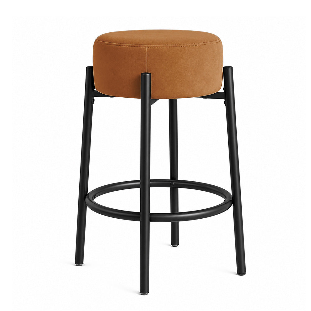 Modern Brown Upholstered Bar Stool
