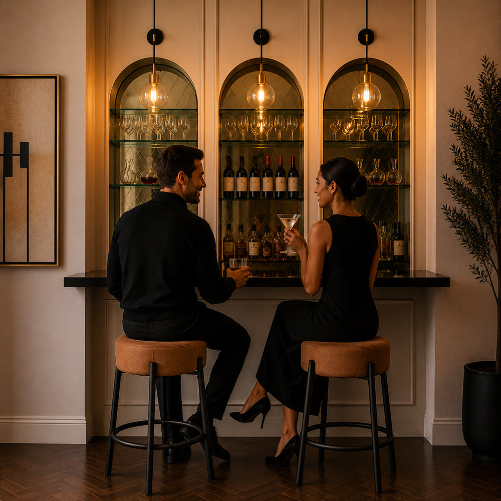 Modern Brown Upholstered Bar Stool
