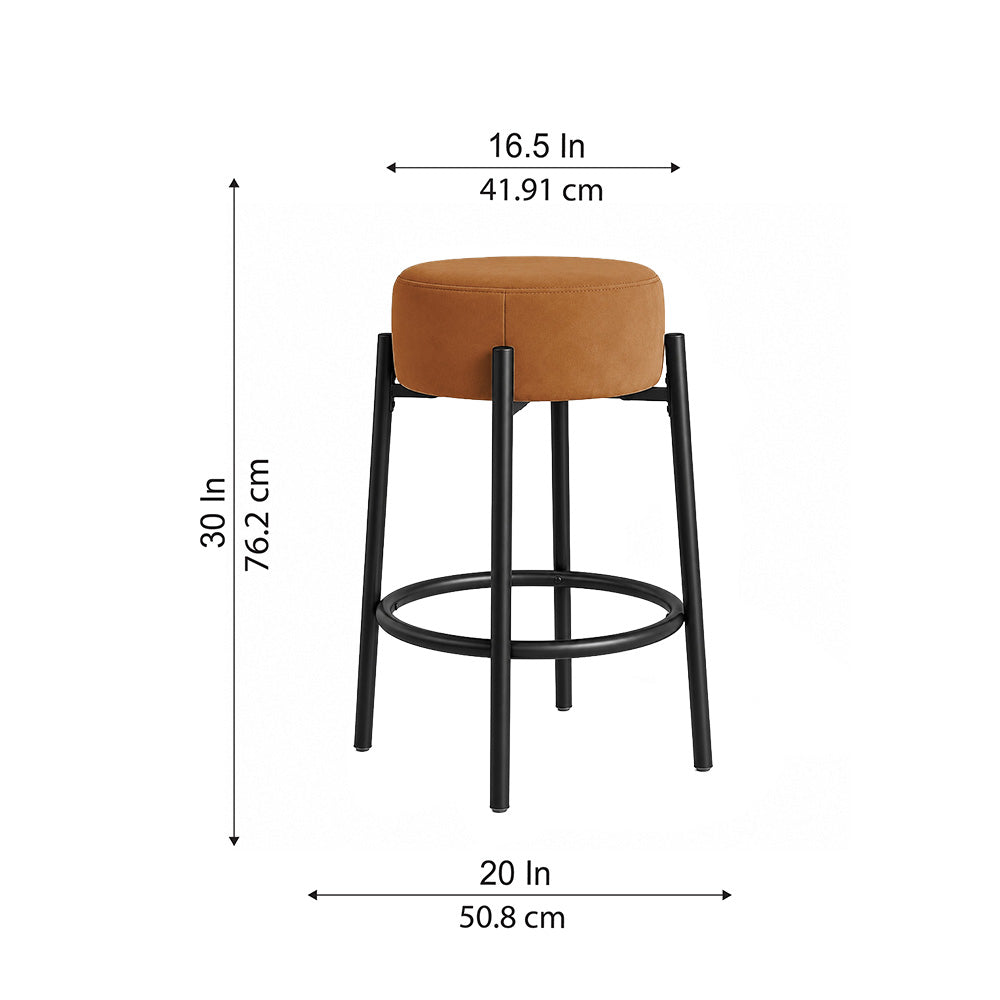 Modern Brown Upholstered Bar Stool