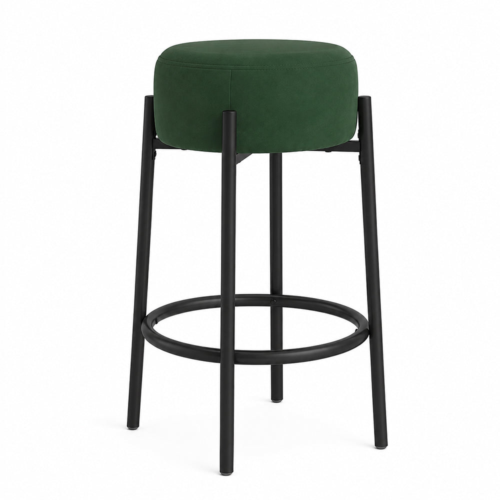Modern Green Upholstered Bar Stool
