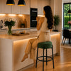 Modern Green Upholstered Bar Stool