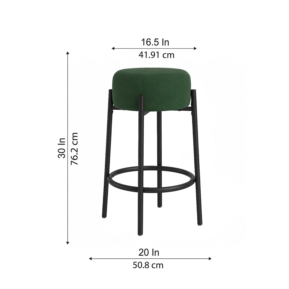Modern Green Upholstered Bar Stool