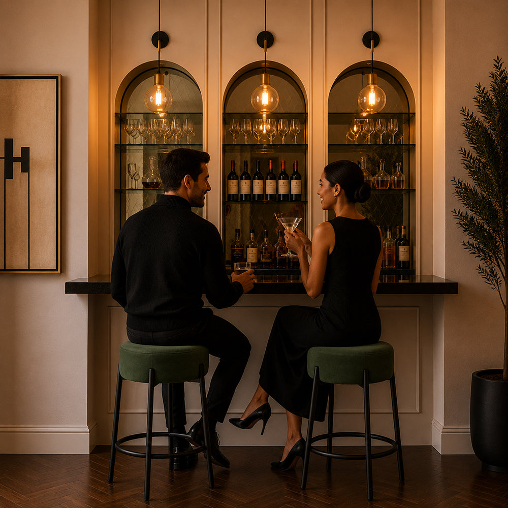 Modern Green Upholstered Bar Stool