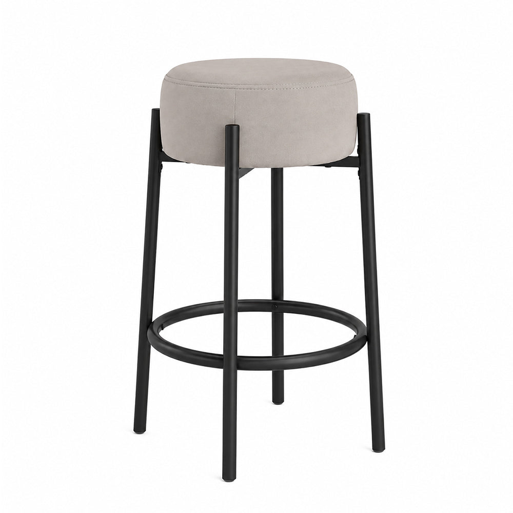 Modern Grey Upholstered Bar Stool