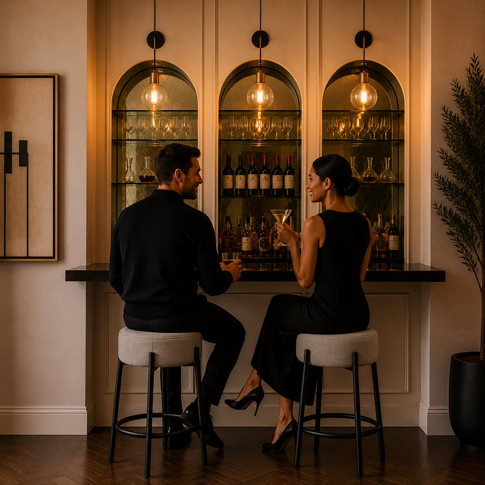 Modern Grey Upholstered Bar Stool