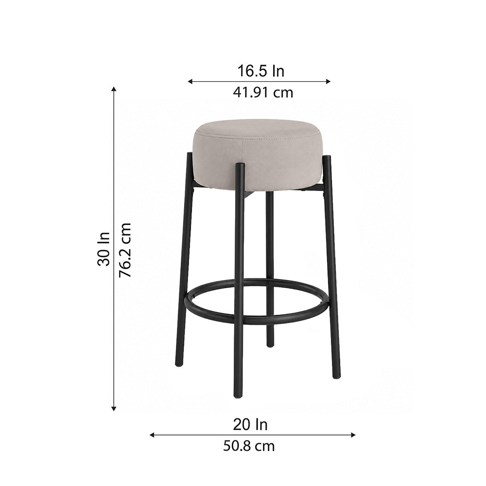 Modern Grey Upholstered Bar Stool