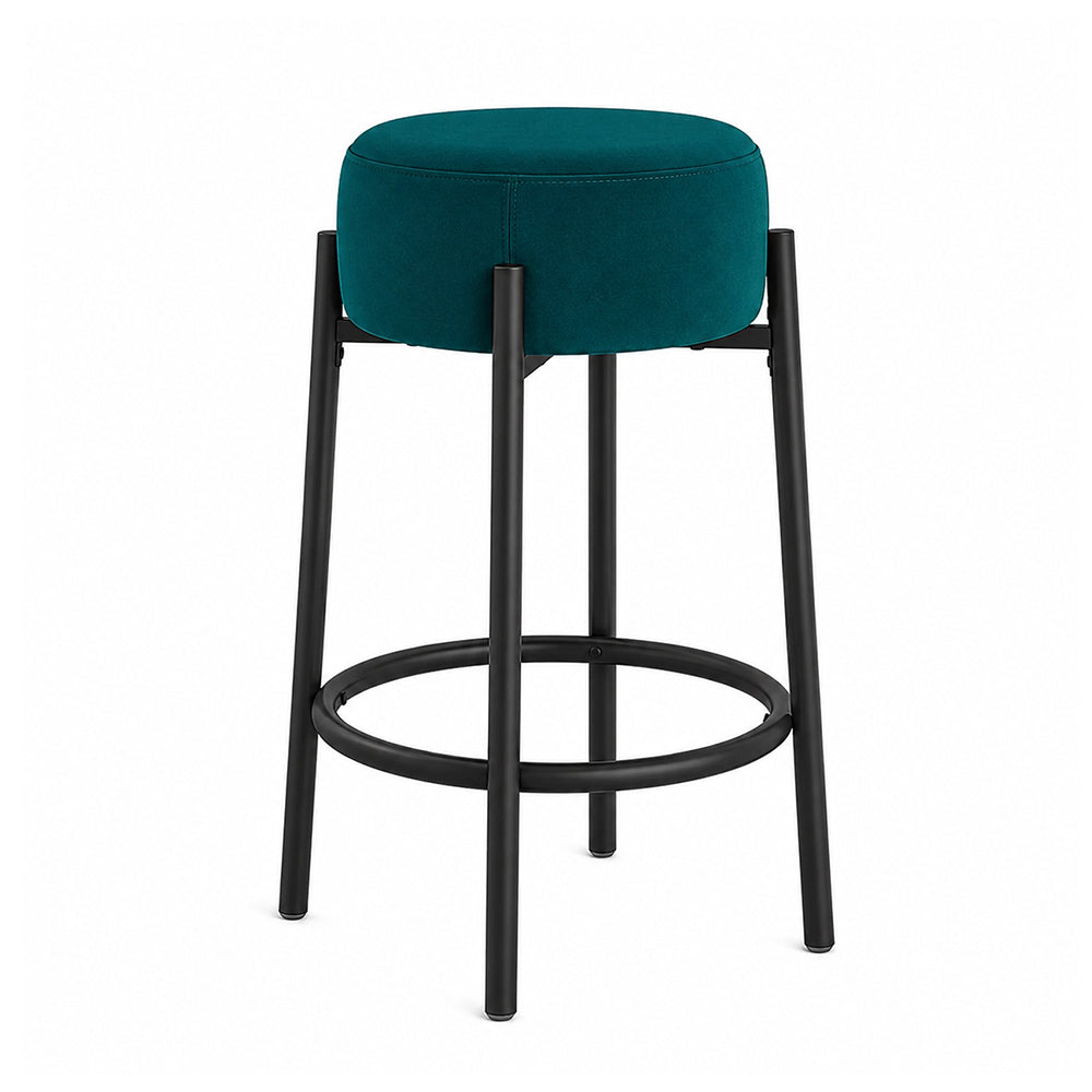 Modern Teal Upholstered Bar Stool
