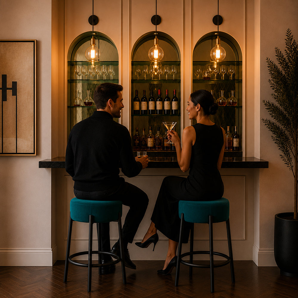 Modern Teal Upholstered Bar Stool