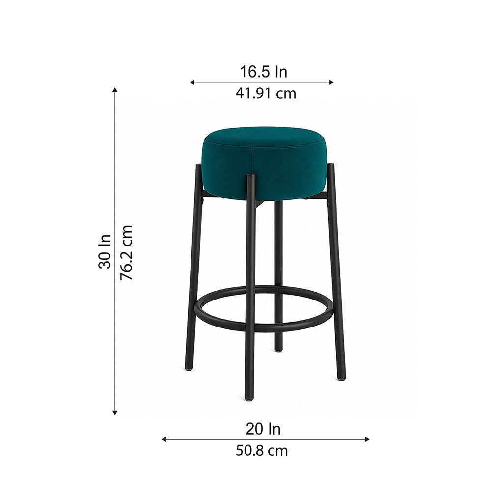 Modern Teal Upholstered Bar Stool