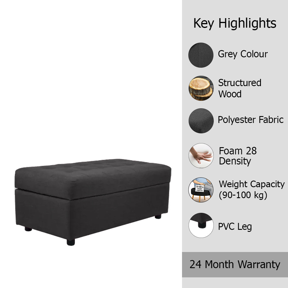 Modern Tufted Rectange Storage Ottoman Bench Grey