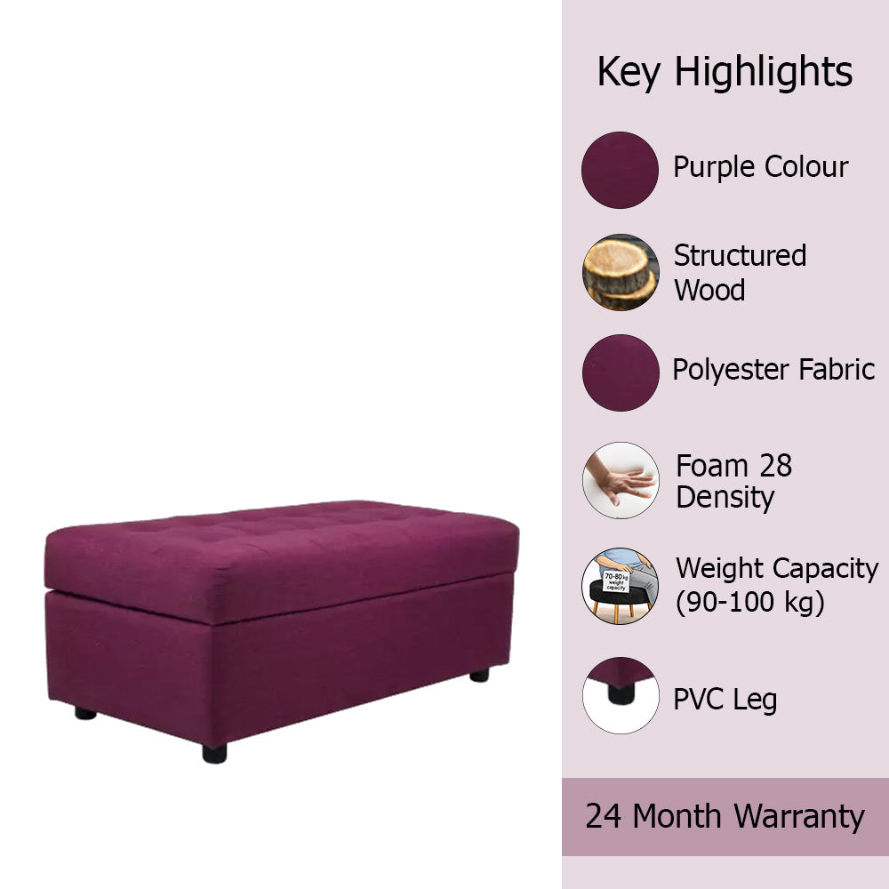 Modern Tufted Rectange Storage Ottoman Bench Purple