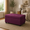 Modern Tufted Rectange Storage Ottoman Bench Purple