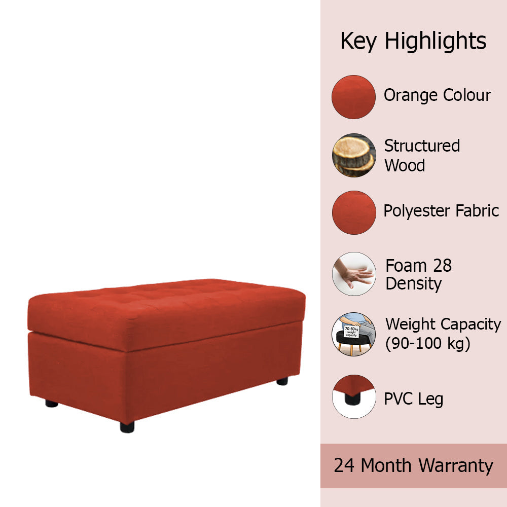 Modern Tufted Rectange Storage Ottoman Bench Red