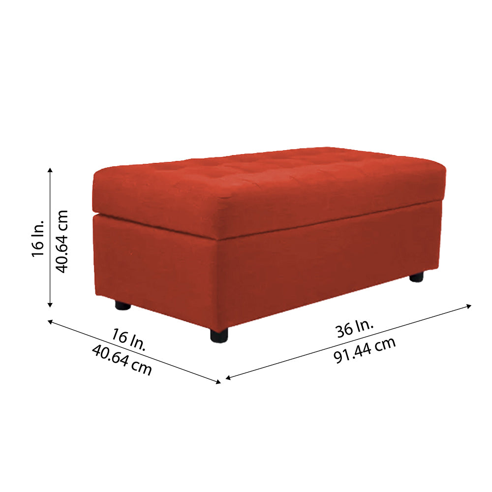 Modern Tufted Rectange Storage Ottoman Bench Red