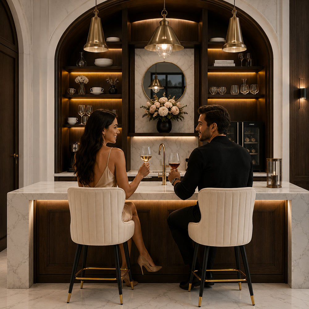 Nolen Beige Upholstered Bar Stool