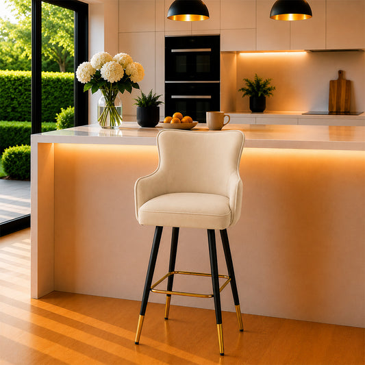 Nolen Beige Upholstered Bar Stool