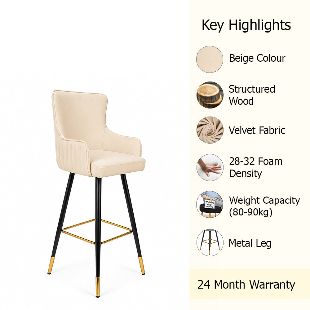 Nolen Beige Upholstered Bar Stool