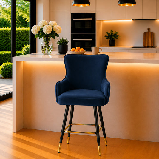 Nolen Blue Upholstered Bar Stool
