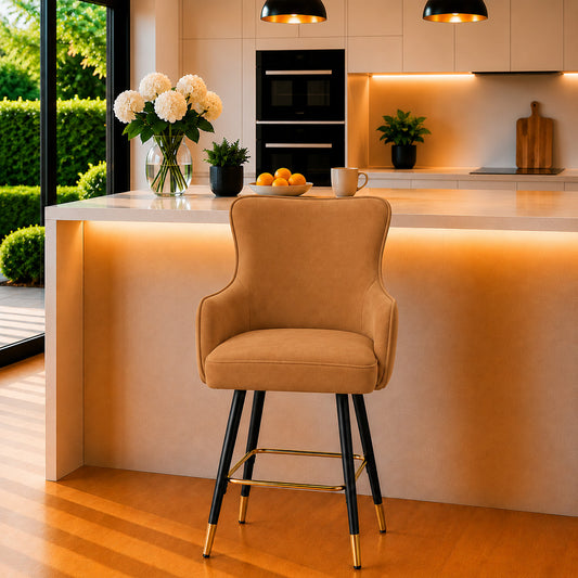 Nolen Brown Upholstered Bar Stool