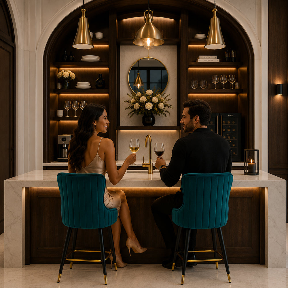 Nolen Teal Upholstered Bar Stool