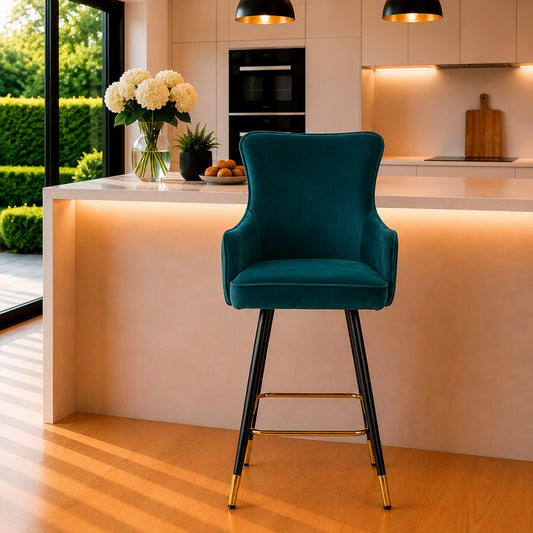 Nolen Teal Upholstered Bar Stool