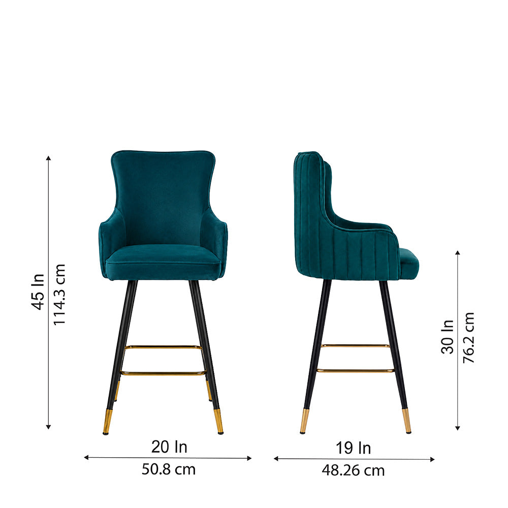 Nolen Teal Upholstered Bar Stool
