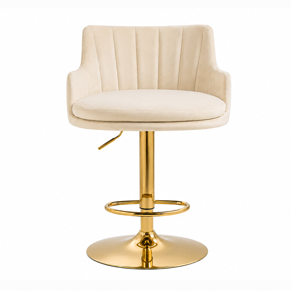 Oliver Beige Velvet Adjustable Bar Stool
