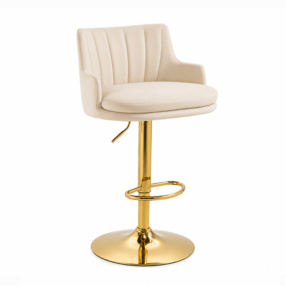 Oliver Beige Velvet Adjustable Bar Stool