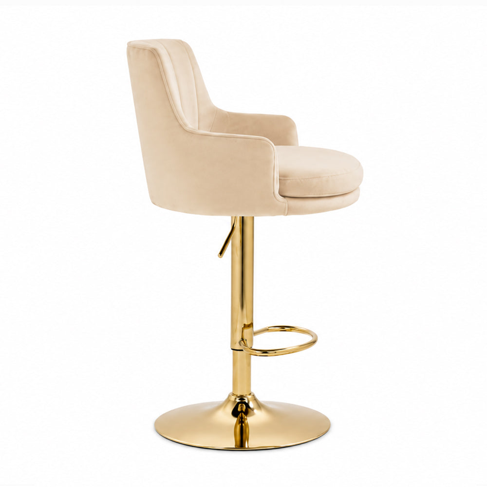 Oliver Beige Velvet Adjustable Bar Stool