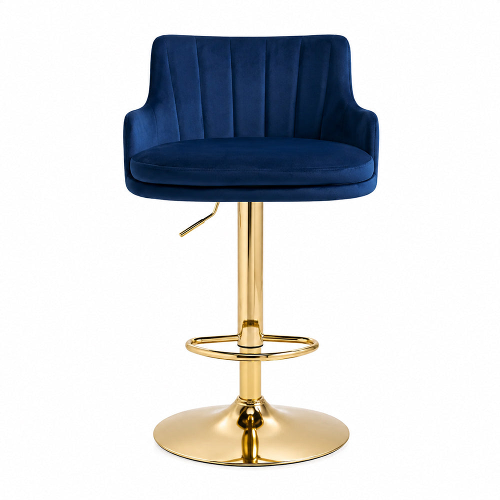Oliver Blue Velvet Adjustable Bar Stool