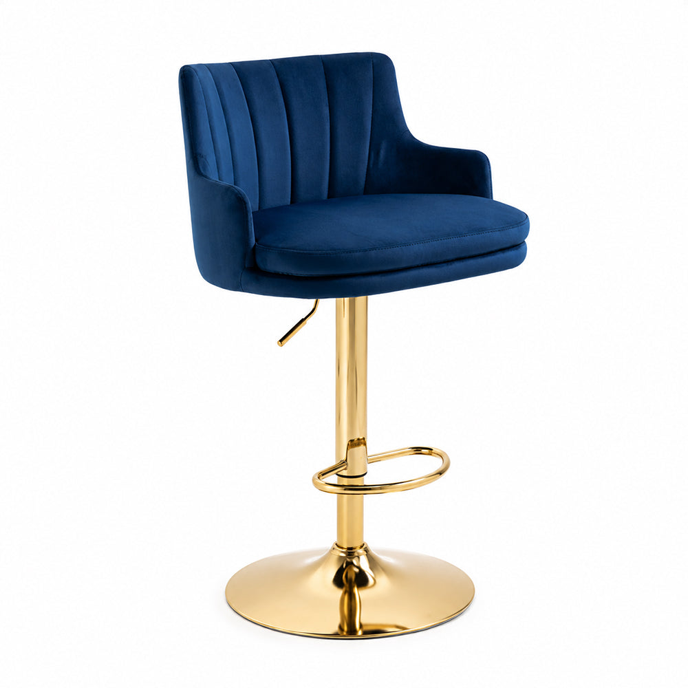 Oliver Blue Velvet Adjustable Bar Stool