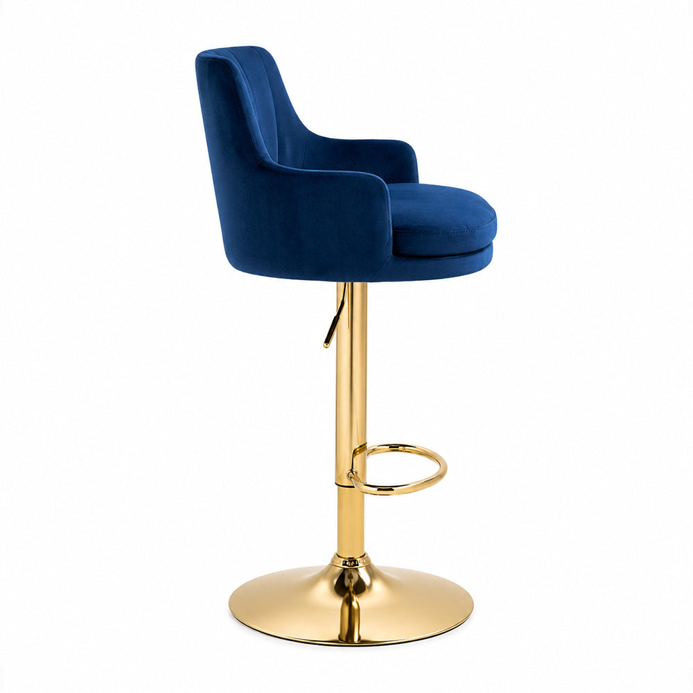 Oliver Blue Velvet Adjustable Bar Stool