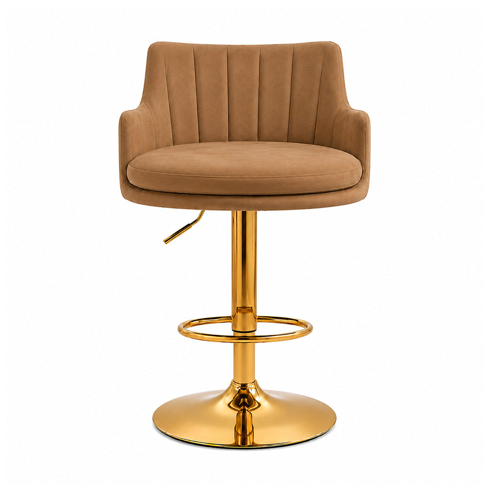 Oliver Brown Velvet Adjustable Bar Stool