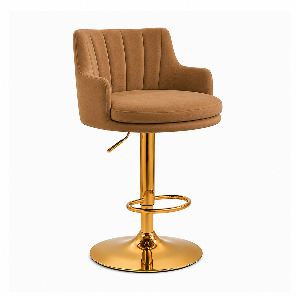 Oliver Brown Velvet Adjustable Bar Stool