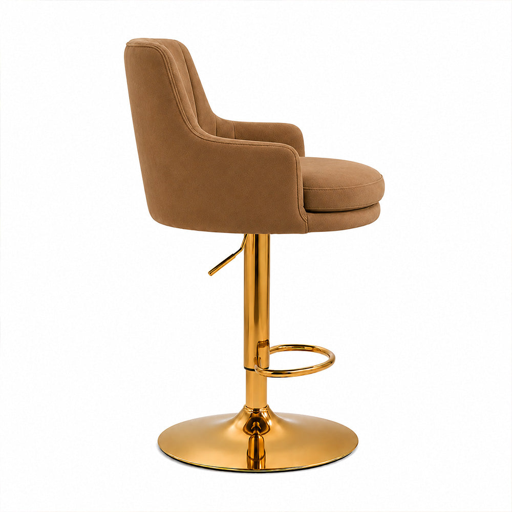 Oliver Brown Velvet Adjustable Bar Stool