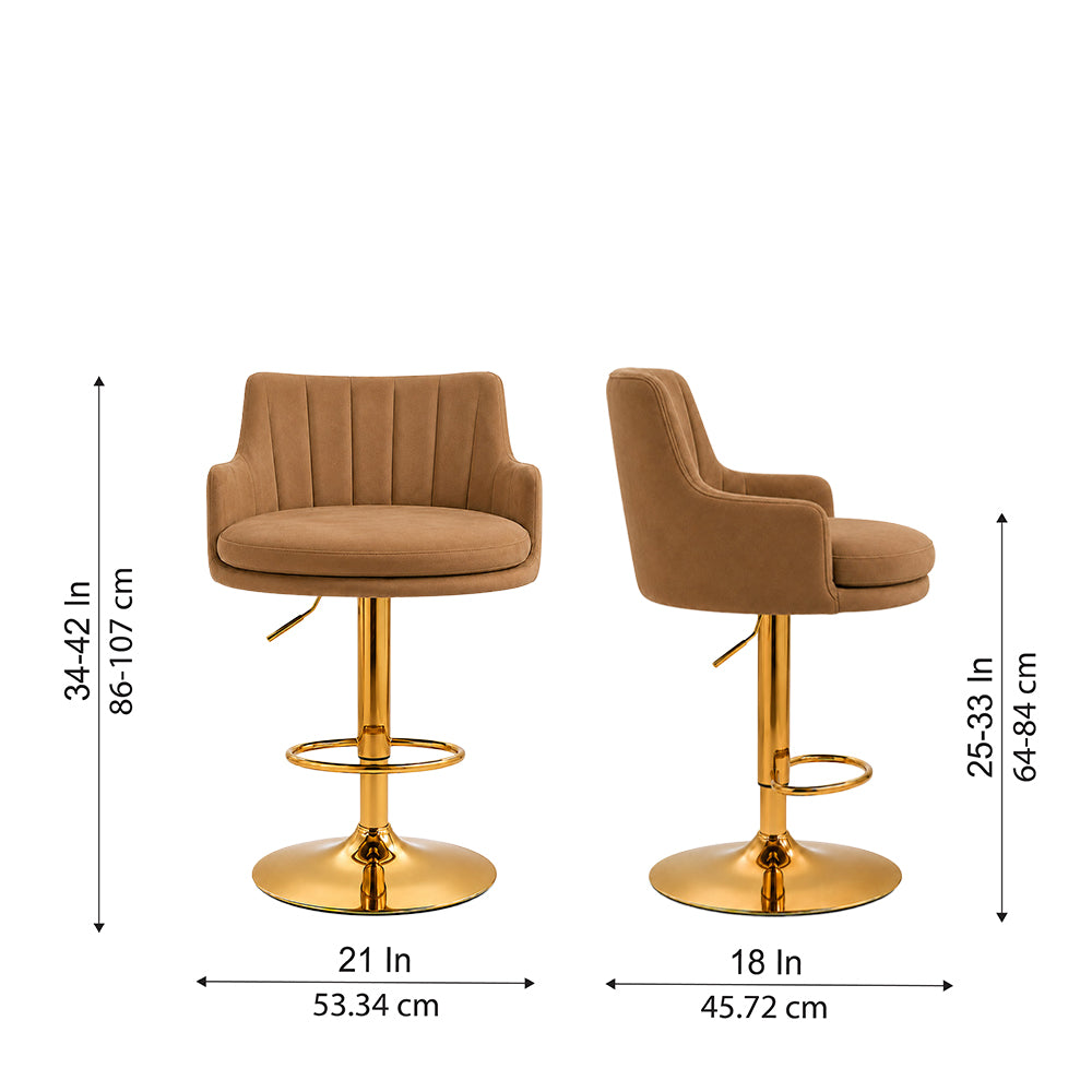 Oliver Brown Velvet Adjustable Bar Stool